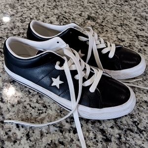 Converse all star black leather sneakers